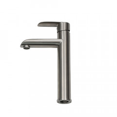 Смеситель д/ум MELANA-610602 Paola Hi-tech нерж.сталь, однорычажный, сатин, литой излив