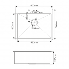 Мойка R6050HK MELANA ProfLine 3,0/200 САТИН врезная прямоугольная в комплекте с дозатором