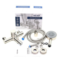 Смеситель д/ванны MELANA-610105 Tondo нерж.сталь, однорычажный, сатин, литой излив