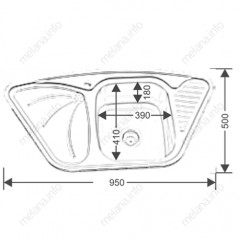 Мойка 9550A MELANA 0,8/180 врезная угловая с сифоном (222 A t *7)
