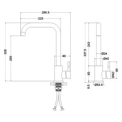 Смеситель д/кухни MELANA-610104 Tondo нерж.сталь, однорычажный, сатин, литой излив