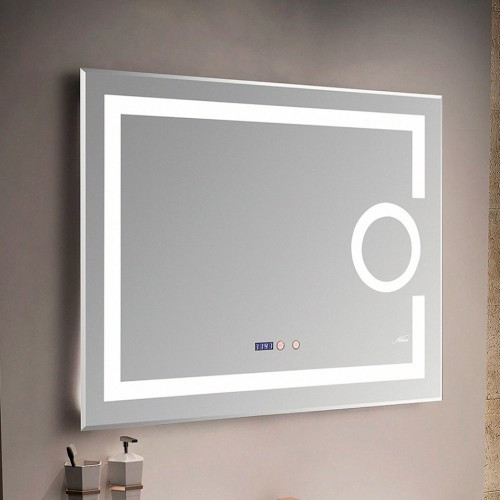 Зеркало с LED-подсветкой MELANA-8060 подогрев / часы / космет.зеркало (MLN-LED090-1)