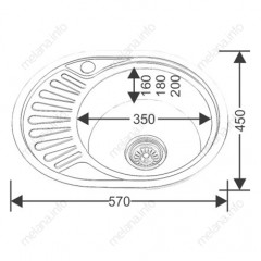Мойка 5745 U MELANA 0,8/180 врезная овальная с сифоном (125 t *15)