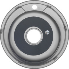Мойка 490 MELANA 0,8/180 ДЕКОР врезная круглая с сифоном (090D ta *15)