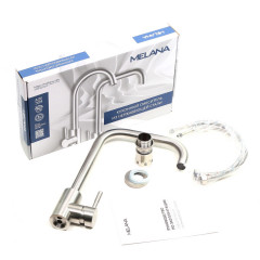 Смеситель д/кухни MELANA-610104 Tondo нерж.сталь, однорычажный, сатин, литой излив