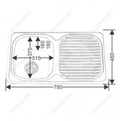Мойка 7848 U MELANA 0,6/160 врезная прямоугольная с сифоном (217 t *10)