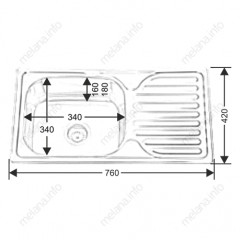 Мойка 7642 U MELANA 0,6/160 врезная прямоугольная с сифоном (221 t *10)