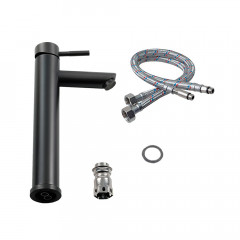 Смеситель д/ум MELANA-610102PVD-B Tondo нерж.сталь, однорычажный, графит