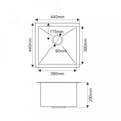 Мойка R4444H MELANA ProfLine 3,0/200 САТИН врезная квадратная