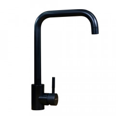 Смеситель д/кухни MELANA-610104B Tondo нерж.сталь, однорычажный, черный, литой излив