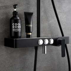 Душевая система MELANA-610501B MALE нерж.сталь, с тропическим душем, лейкой