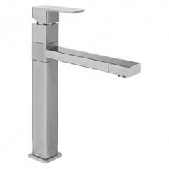 Смеситель д/кухни MELANA-610203 Cubo нерж.сталь, однорычажный, сатин, литой излив