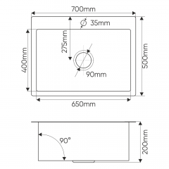 Мойка R7050H MELANA ProfLine 3,0/200 САТИН врезная прямоугольная