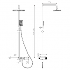 Душевая система MELANA-610501B MALE нерж.сталь, с тропическим душем, лейкой
