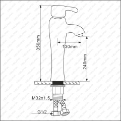 Смеситель д/ум MLN-F-001CBK керамический, однорычажный, черный, высокий