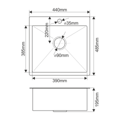 Мойка R44485H MELANA ProfLine 3,0/200 САТИН врезная прямоугольная в комплекте с дозатором