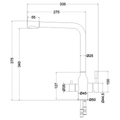 Смеситель д/кухни MELANA -610304PVD-B Stello,графит,нерж.сталь,с переключателем на фильтр,однорыч.