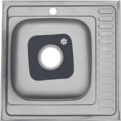 Мойка 6060 R MELANA 0,8/180 ДЕКОР накладная прямоугольная с сифоном (097D t R*10)