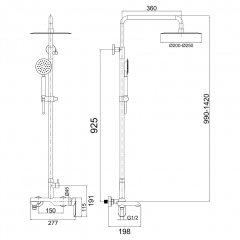 Душевая система MELANA-610605 Paola Hi-tech нерж.сталь, с тропическим душем, лейкой