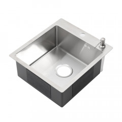 Мойка R44485H MELANA ProfLine 3,0/200 САТИН врезная прямоугольная в комплекте с дозатором
