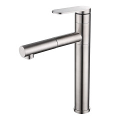 Смеситель д/кухни MELANA-610303 Stello нерж.сталь, однорычажный, сатин, вытяжной излив