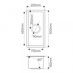 Мойка R2250H MELANA ProfLine 3,0/150 САТИН врезная прямоугольная