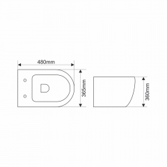 Унитаз подвесной безободковый MLN-310302MB (матовый черный), крышка дюропласт