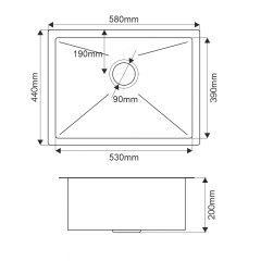 Мойка R5844HK MELANA ProfLine 3,0/200 САТИН врезная прямоугольная