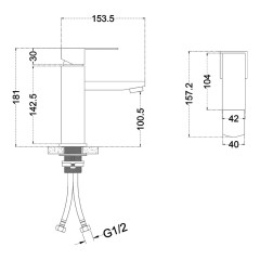 Смеситель д/ум MELANA-610201 Cubo нерж.сталь, однорычажный, сатин, литой излив