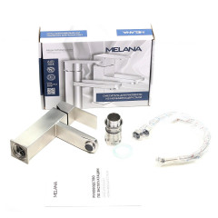 Смеситель д/ум MELANA-610201 Cubo нерж.сталь, однорычажный, сатин, литой излив