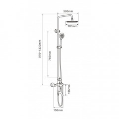 Душевая система MELANA-F1001P нерж.сталь, с тропическим душем, лейкой и смесителем, полированная