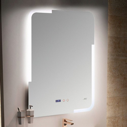 Зеркало с LED-подсветкой MELANA-6080 подогрев / часы (MLN-LED063)