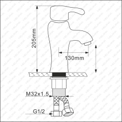 Смеситель д/ум MLN-F-002CBK-M керамический, однорычажный, черный матовый