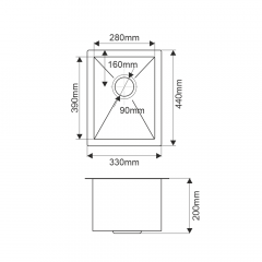 Мойка R3344H MELANA ProfLine 3,0/200 САТИН врезная прямоугольная