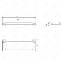 Полка стеклянная MELANA сатин хром MLN-861004