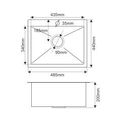 Мойка R48544H MELANA ProfLine 3,0/200 САТИН врезная прямоугольная