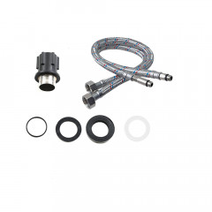 Смеситель д/кухни MELANA ELASTICO-610401B нерж.сталь, однорычажный, гибкий излив, сатин+черный