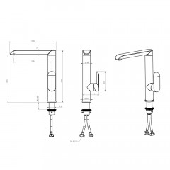 Смеситель д/кухни MELANA-610603 Paola Hi-tech нерж.сталь, однорычажный, сатин, литой излив