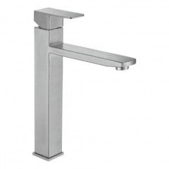 Смеситель д/ум MELANA-610202 Cubo нерж.сталь, однорычажный, сатин, литой излив