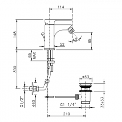 Nicolazzi Jungfrau Смеситель для раковины, на 1 отв, с донным клапаном, излив: 114 мм, Цвет: хром