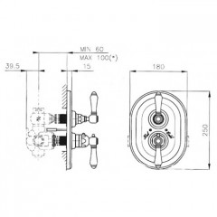 Nicolazzi Termostatico Внешняя часть встраиваемого смесителя, 3/4" с запорным вентилем, цвет: бронза/ручки P.M. Blanc