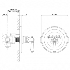 Nicolazzi Внешняя часть термостатического смесителя 3/4" Без запорного вентиля, с хромированной ручкой (№69): , цвет: хром
