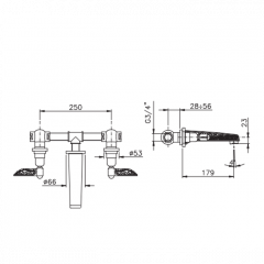 Nicolazzi Liberty Смеситель для раковины настенный, на 3 отверствия, цвет: хром