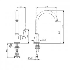 NICOLAZZI CUCINA EL CAPITAN Смеситель для кухни, поворотный излив, цвет бронза