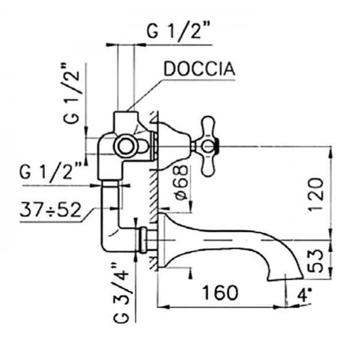 Nicolazzi Articoli Vari Излив с выносом: 160 мм, цвет:Bronze Plated