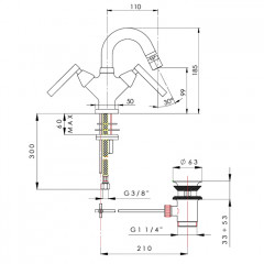 Nicolazzi Flag Смеситель для биде , с донным клапаном, цвет хром