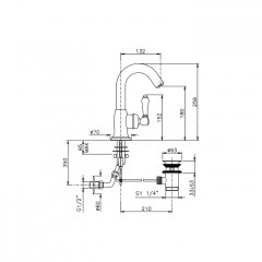 Nicolazzi P.m. Blanc Смеситель для раковины однорычажный, с донным клапаном, ручки белая керамика, цвет: Bronze Plated