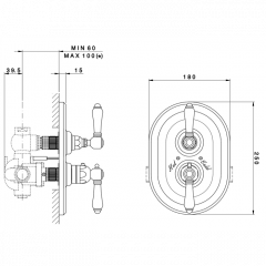 Nicolazzi Termostatico Внешняя часть встраиваемого смесителя, 3/4" с запорным вентилем, цвет: хром