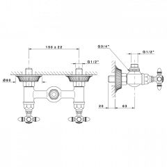 Nicolazzi Impero Смеситель для душа без гибкого шланга и лейки на 2 отверстия, цвет: хром