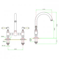 NICOLAZZI EL CAPITAN Смеситель для кухни на 2 отверстия, цвет Gold